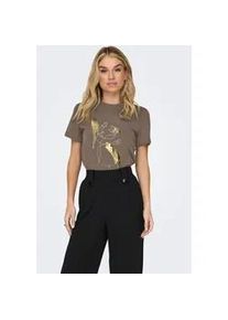 Kurzarmshirt Only "ONLKITA LIFE REG S/S MIX TOP CS JR", Damen, Gr. XL, walnut print:eternal, Jersey, Obermaterial: 100% Baumwolle, bedruckt, normal, Rundhals, Shirts