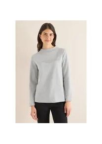 Langarmshirt Cecil, Damen, Gr. XL (44), luna grau melange, Stoff, 66% Polyester, 25% Baumwolle, 5% metallisierte Fasern, 4% Polyamid, bedruckt, comfort fit normal, hoch geschlossener Ausschnitt, abgesteppt, Shirts Langarmshirt, Jersey