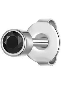 Paar Ohrstecker True Rebels "TR309", silber, schwarz, Ohrringe, Herren, 3,7,mit Zirkonia, Edelstahl, mit Zirkonia