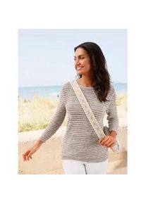 3/4 Arm-Pullover Casual Looks "Ajour-Pullover", Damen, Gr. 40, sand, meliert, 100% Baumwolle, meliert, Pullover