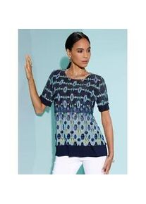 CR&Eacute;ATION L 2-in-1-Shirt CREATION L "Mesh-Shirt", Damen, Gr. 40, marine, hellblau, bedruckt, 96% Polyester, 4% Elasthan, Netzware:4% Elasthan, 96% Polyester, bedruckt, gemustert, mehrfarbig, Rundhals, Shirts 2-in-1 Shirt