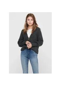 Strickjacke Only "ONLCLARE L/S CARDIGAN KNT NOOS", Damen, Gr. L, dunkelgrau melange, Strick, Obermaterial: 81% Polyacryl, 19% Polyester, meliert, unifarben, Basic taillenlang, tiefer V-Ausschnitt, B&uuml;ndchen, Strickjacken Strickjacke