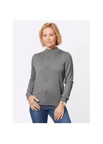 Strickpullover Classic Basics "Pullover", Damen, Gr. 44, grau (steingrau), 100% Polyacryl, unifarben, Pullover Strickpullover