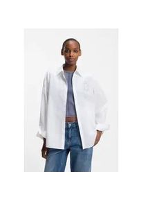 HUGO BOSS Hemdbluse HUGO BLUE "Edafne", Damen, Gr. 40, open miscellaneous 990, Web, Obermaterial: 100% Baumwolle, unifarben, oversize h&uuml;ftbedeckend, 1-Knopf-Manschette, Blusen Hemdbluse, im Oversized Fit, aus Baumwolle