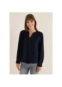 Langarmbluse Cecil, Damen, Gr. XL (44), urban dunkelblau, Stoff, 100% Viskose, unifarben, normal normal, Rundhals, abgesteppt, Blusen, in Unifarbe