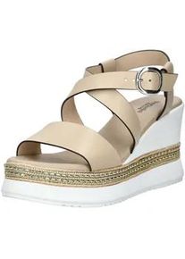 Keilsandalette Nero Giardini "Nero Giardini Sandalen Leder", Damen, Gr. 39, beige, Leder, Schuhe