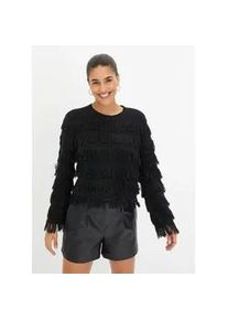 Strickpullover bonprix, Damen, Gr. 40/42 (M), schwarz, Obermaterial: 50% Baumwolle, 50% Polyacryl, l&auml;ssig geschnitten, Pullover Strickpullover, aus Baumwolle und Polyacryl, l&auml;ssige Passform