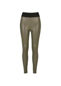 Leggings Urban Classics "Urban Classics Damen Ladies Faux Leather High Waist Leggings", Damen, Gr. M, US-Gr&ouml;&szlig;en, olive, 91% Polyester, 9% Elasthan, unifarben, skinny fit, Hosen Leggings