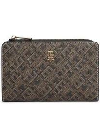 Geldb&ouml;rse Tommy Hilfiger "TH ICON BIFOLD WALLET MONOPLAY", Damen, schwarz kombiniert, Lederimitat, Kleinlederwaren, Damen Geldbeutel, Portemonnaie mit TH-Schmucklogo