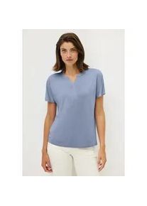 T-Shirt Cecil, Damen, Gr. XL (44), blau (mountain blau), Stoff, 50% Modal, 50% Baumwolle, unifarben, normal normal, V-Ausschnitt, abgesteppt, Shirts T-Shirt, aus elastischem Materialmix