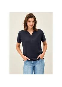 T-Shirt Cecil, Damen, Gr. XS (36), blau (urban dunkelblau), Stoff, 50% Modal, 50% Baumwolle, unifarben, normal normal, V-Ausschnitt, abgesteppt, Shirts T-Shirt, aus elastischem Materialmix