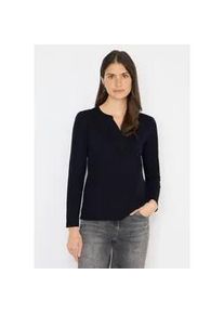 Langarmshirt Cecil, Damen, Gr. XXL (46), urban dunkelblau, Web, 100% Baumwolle, unifarben, normal normal, Rundhals, abgesteppt, Shirts Langarmshirt, aus reiner Baumwolle