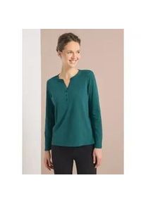 Langarmshirt Cecil, Damen, Gr. XL (44), schwarz sea gr&uuml;n, Web, 100% Baumwolle, unifarben, normal normal, Rundhals, abgesteppt, Shirts Langarmshirt, aus reiner Baumwolle