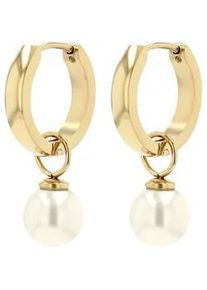 Adelia&acute;s Klappcreolen ADELIA ́S "Damen Ohrringe &ndash; Klappcreole aus Edelstahl mit Perle", Damen, Gr. Damen, Edelstahl, gold, Ohrringe Klappcreolen, Perfekt als Geschenk f&uuml;r besondere Menschen