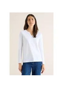 Langarmshirt Cecil, Damen, Gr. XXL (46), wei&szlig;, Web, 100% Baumwolle, unifarben, normal normal, Rundhals, abgesteppt, Shirts Langarmshirt, aus reiner Baumwolle