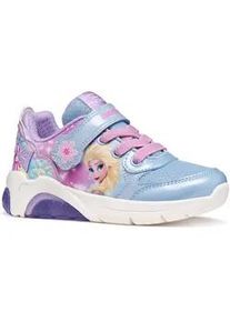 Sneaker Geox "J FADINLIGHT GIRL DISNEY - PRINCESS ELSA FROZEN", Damen, Gr. 28, lila, hellblau, Lederimitat, Textil, Schuhe Sneaker, Blinkschuh mit Elsa-Motiv, Gr&ouml;&szlig;enschablone zum Download