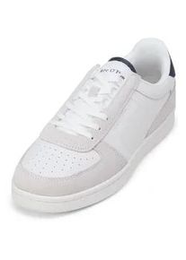 Marc O'Polo Sneaker MARC O'POLO "aus hochwertigem Rindleder", Herren, Gr. 45, wei&szlig;, navy, Obermaterial: 100% Leder, unifarben, Schuhe Sneaker