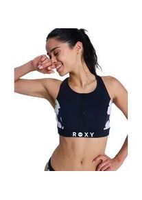 Crop-Bikini-Top Roxy "Roxy Active", Damen, Gr. XL, Cup B, anthrazit im fleur real, Obermaterial: 75% Nylon, 25% Elasthan;, Bikini-Oberteile