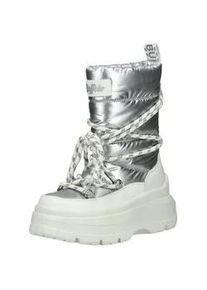 Schn&uuml;rstiefel Buffalo "Buffalo Stiefel Lederimitat/Textil", Damen, Gr. 41, wei&szlig;, silber, Lederimitat, Textil, Schuhe Schn&uuml;rstiefel