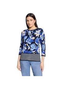 Strickpullover Betty Barclay "Damen mit Blumenprint", Damen, Gr. 38, dunkelblau, blau, Strick, Obermaterial: 80% Viskose, 20% Polyamid, gerade normal, Rundhals, Pullover Strickpullover