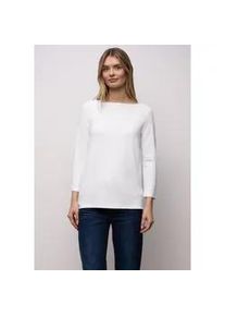 3/4-Arm-Shirt Street One, Damen, Gr. 34, wei&szlig;, Stoff, 96% Viskose, 4% Elasthan, unifarben, normal lang, U-Boot-Ausschnitt, abgesteppt, Shirts 3/4-Arm-Shirt, mit 3/4 &Auml;rmeln