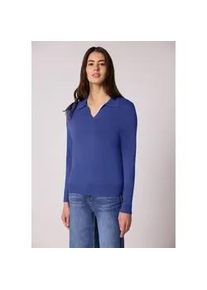 Strickpullover Street One, Damen, Gr. 46, amparo blau, Stoff, 78% Viskose, 22% Polyamid, unifarben, normal normal, V-Ausschnitt, Rippb&uuml;ndchen, Pullover Strickpullover, Feinstrick