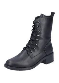 Schn&uuml;rstiefelette Rieker, Damen, Gr. 37, schwarz, Lederimitat, unifarben, Schuhe Schn&uuml;rstiefelette, Schn&uuml;rboots, Blockabsatz, mit Innenrei&szlig;verschluss