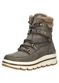 Schn&uuml;rstiefelette Tom Tailor "Tom Tailor Stiefelette Lederimitat", Damen, Gr. 40, lava, Lederimitat, Schuhe Schn&uuml;rstiefelette