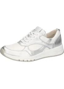 Waldl&auml;ufer Sneaker WALDL&Auml;UFER, Damen, Gr. 6,5, wei&szlig;, silberfarben, Nappaleder, Nubukleder, Textil, metallic, Schuhe Sneaker, Halbschuh, Schn&uuml;rschuh, Freizeitsneaker mit weichem Schaftrand