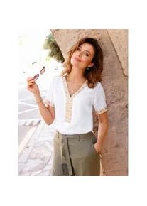 Schlupfbluse Inspirationen, Damen, Gr. 42, ecru, 100% Viskose, unifarben, V-Ausschnitt, Blusen Schlupfbluse