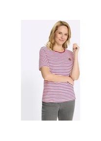 Kurzarmshirt CLASSIC BASICS "Kurzarm-Shirt", Damen, Gr. 46, rot, wei&szlig;, gestreift, 100% Baumwolle, bedruckt, gemustert, gestreift, Rundhals, Shirts