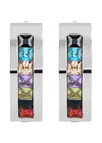 Adelia&acute;s Klappcreolen ADELIA ́S "Damen Ohrringe &ndash; Klappcreole aus Edelstahl mit Strass Steinchen", Damen, Gr. Damen, Edelstahl, silber, Ohrringe Klappcreolen, Ideal als Geschenk zum einfach so