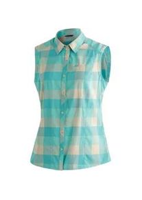 Funktionsbluse Maier Sports "Sana sleeveless", Damen, Gr. 38, blau (raucht&uuml;rkis), 97% Polyester, 3% Elasthan, Blusen, &auml;rmellose Damen Bluse, atmungsaktive Karobluse