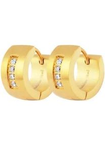 Adelia&acute;s Klappcreolen ADELIA ́S "Damen Ohrringe &ndash; Klappcreole aus Edelstahl mit Strass Steinchen", Damen, Gr. Damen, Edelstahl, gold, Ohrringe Klappcreolen, Perfekt als Geschenk zum Muttertag