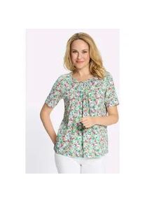 Kurzarmshirt CLASSIC BASICS "Longshirt", Damen, Gr. 46, aquamarin, apfel, bedruckt, 100% Baumwolle, gemustert, mehrfarbig, Rundhals, Shirts