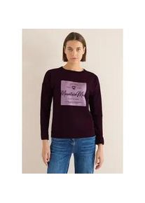 Langarmshirt Cecil, Damen, Gr. XL (44), eggplant rot, Web, 48% Baumwolle, 48% Modal, 4% Elasthan, bedruckt, comfort fit normal, Rundhals, B&uuml;ndchen, Shirts Langarmshirt, Rundhalsausschnitt