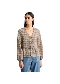 Marc O'Polo Langarmbluse MARC O'POLO DENIM "aus Baumwolle-Mix", Damen, Gr. M, sanftes wei&szlig;, Obermaterial: 52% Baumwolle, 40% Polyester, 8% Polyamid, kariert, regular fit normal, B&uuml;ndchen, Blusen