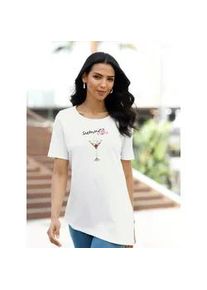 T-Shirt Classic Basics "Shirt", Damen, Gr. 44, ecru, pink, 100% Baumwolle, bedruckt, gemustert, Rundhals, Shirts T-Shirt