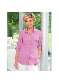 Longbluse Classic Basics, Damen, Gr. 44, fuchsia, wei&szlig;, kariert, 50% Baumwolle, 50% Polyester, gemustert, kariert, Blusen Longbluse