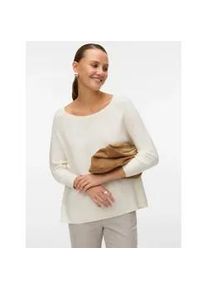 V&eacute;ro Moda Strickpullover VERO MODA "VMNEW NORA 3/4 BOATNECK PULLOVER NOOS", Damen, Gr. L, snow wei&szlig;, Strick, Obermaterial: 100% Baumwolle, unifarben, regular fit normal, U-Boot-Ausschnitt, Pullover Strickpullover