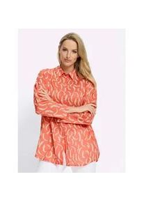 Langarmbluse Heine, Damen, Gr. 40, koralle, sand, bedruckt, 100% Baumwolle, bedruckt, gemustert, mehrfarbig, Blusen