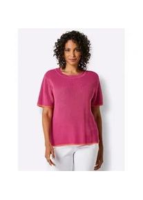 Kurzarmpullover CREATION L PREMIUM "Lyocell-Baumwoll-Pullover", Damen, Gr. 50, fuchsia, 70% Lyocell, 30% Baumwolle, unifarben, Pullover