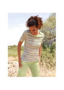 Kurzarmpullover Casual Looks "Pullover", Damen, Gr. 54, puder, wei&szlig;, meliert, 100% Polyacryl, gemustert, gestreift, mehrfarbig, Pullover