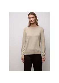 Rundhalspullover Street One, Damen, Gr. 42, cotton beige, Stoff, 86% Viskose, 14% Polyester, unifarben, comfort fit normal, Rundhals, B&uuml;ndchen, Pullover Rundhalspullover, Basic