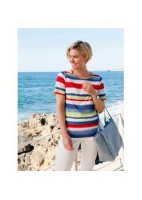 WITT Print-Shirt CREATION L "Ringelshirt", Damen, Gr. 40, jeansblau, rot, bedruckt, 50% Baumwolle, 50% Modal, gemustert, gestreift, Rundhals, Shirts