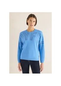 Langarmshirt Cecil, Damen, Gr. XL (44), fountain blau, Web, 72% Viskose, 25% Polyester, 3% Elasthan, unifarben, normal normal, Rundhals, B&uuml;ndchen, Shirts Langarmshirt, mit Frontprint