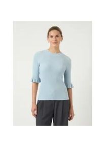 Rundhalspullover Y.A.S "YASMIKLA SS KNIT TOP S. NOOS", Damen, Gr. L, skyway, Strick, Obermaterial: 65% Viskose, 35% Nylon, unifarben, slim fit normal, Rundhals, Pullover Rundhalspullover