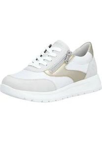 Keilsneaker Remonte, Damen, Gr. 40, wei&szlig;, goldfarben, Lederimitat, Schuhe, Schn&uuml;rschuh, Halbschuh, Casual-Sneaker mit seitlichem Rei&szlig;verschluss