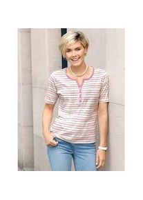 Rundhalsshirt Classic Basics "Ringelshirt", Damen, Gr. 44, ecru, altrosa, geringelt, 100% Baumwolle, gemustert, gestreift, mehrfarbig, Rundhals, Shirts Rundhalsshirt