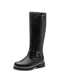 Winterstiefel Marco Tozzi, Damen, Gr. 40, Normalschaft, schwarz, Lederimitat, unifarben, Basic, Schuhe Winterstiefel, Blockabsatz, Langschaftstiefel mit Zierschnallen